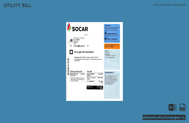Beispiel für eine Rechnung des aserbaidschanischen Gasversorgers Socar